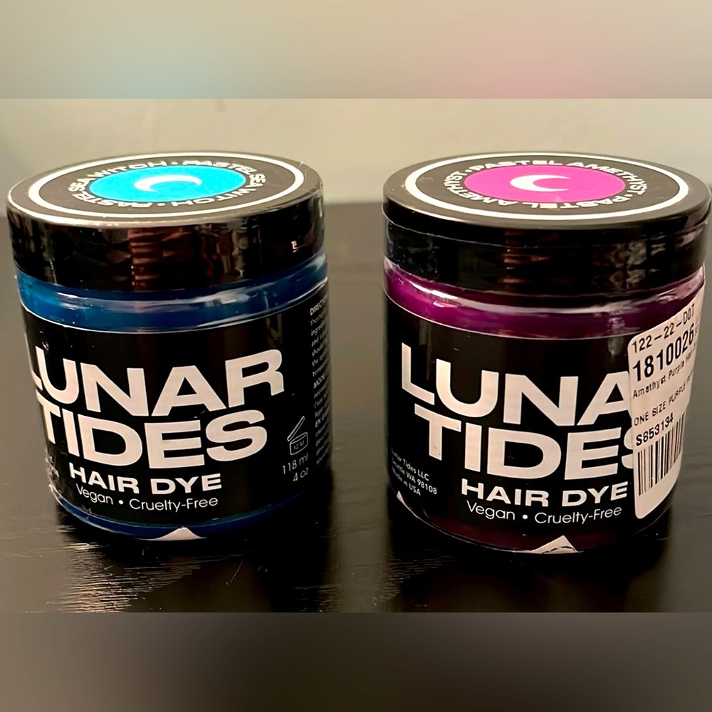 Two lunar tides hair dye. Sea witch and Amethyst. Blue and purple.